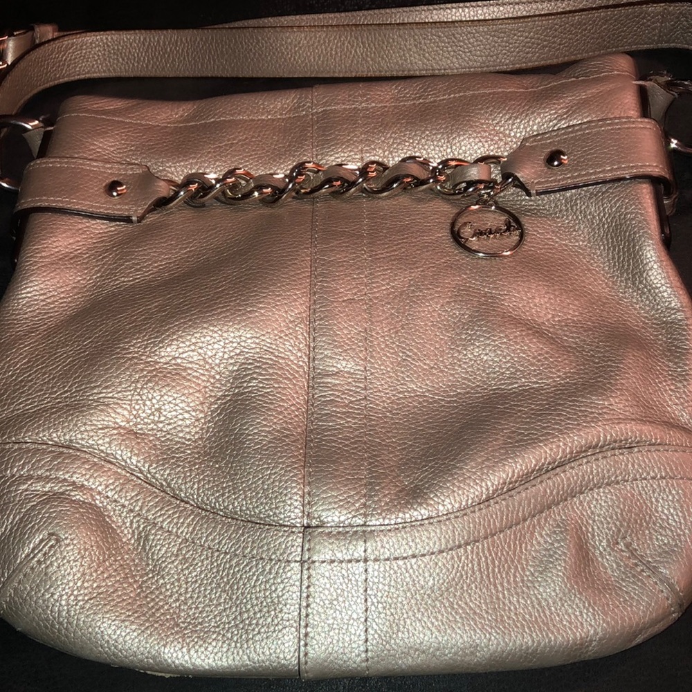 COACH SILVER LEATHER CROSSBODY HANDBAG